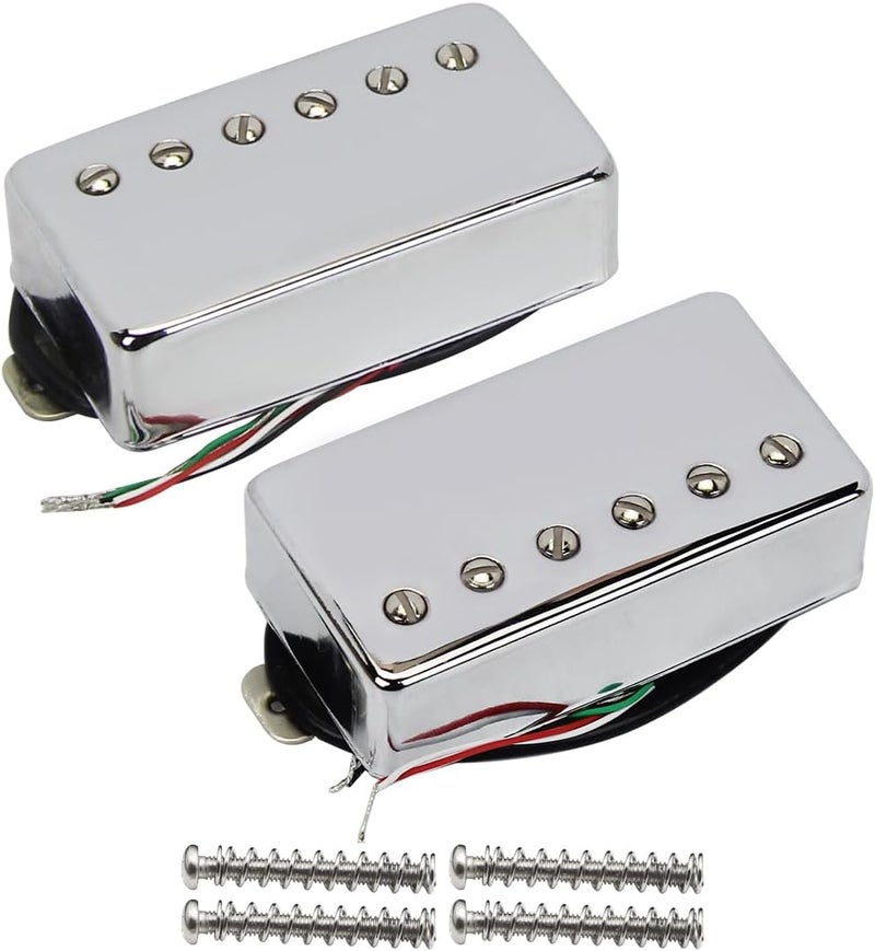 FLEOR Humbucker Pickup Ceramic Guitar Neck + Bridge Pickup Set Chrome Fit LP Style Electric Guitar - Image 1